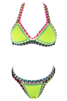 SW860-92 Costum de baie multicolor, cu neopren si model crosetat foto