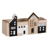 Suport Pixuri, Model Clădiri, Lemn, 3 Compartimente, 26x8x13.5cm, Oem