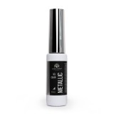 Vopsea gel cu pensulă fină METALLIC GEL, efect de oglindă, Global Fashion, SILVER, 10 ml