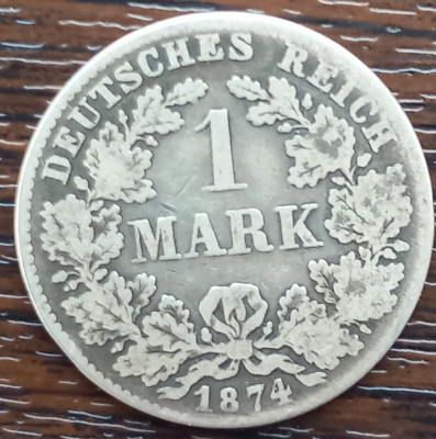 (A331) MONEDA DIN ARGINT GERMANIA - 1 MARK 1874, LIT. G, NECURATATA foto