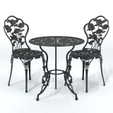 Cumpara ieftin Set mobilier bistro, 3 piese, negru, aluminiu turnat
