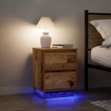 VidaXL Noptiere cu lumini LED 2 buc Lemn vechi 38x34x50 cm