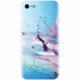 Husa silicon pentru Apple Iphone 5 / 5S / SE, Artistic Paint Splash Purple Butterflies