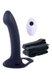Strap-on cu 10 Moduri Vibratii, Remote Control, USB, Silicon, Negru, 24.1 cm