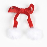 Agrafa funda rosie cu ciucuri albi