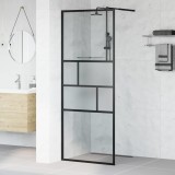 vidaXL Zid de duș walk-in Negru 80 x 195 x 0.5 cm Sticlă și Aluminiu 42025247