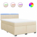 Cumpara ieftin Pat box spring cu saltea, crem, 140x200 cm, textil