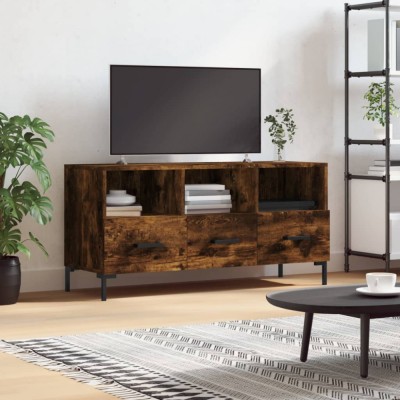 vidaXL Dulap TV stejar afumat, 102x36x50 cm, lemn prelucrat foto