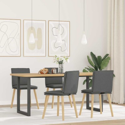vidaXL Scaune de bucătărie pivotante, 4 buc., gri &amp;icirc;nchis, textil 3315356 foto