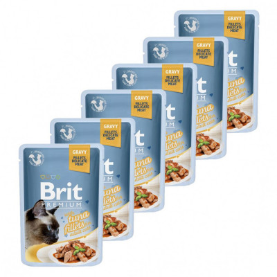 Pliculeț BRIT Premium Cat Delicate Fillets in Gravy with Tuna 6 x 85 g foto