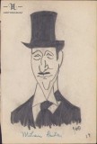 153S Caricatura Milan Antici, anii 1930, Geo Dumitrescu, semnată