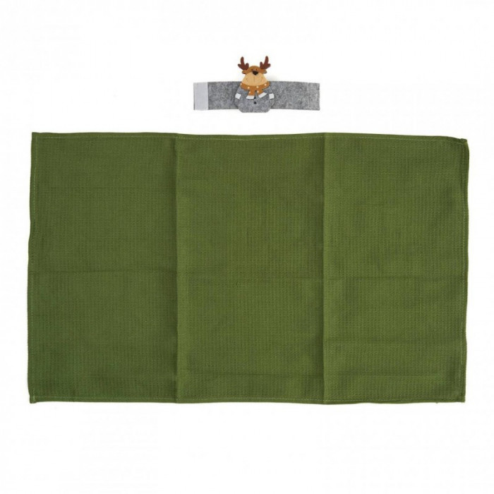 Prosop de bucatarie cu inel Heinner, 38 x 64 cm, bumbac, model Craciun, Verde