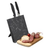 Cumpara ieftin Suport magnetic pentru cutite Koken, imitatie de piatra, negru cu efect marmura, 25,3x22,6x2,4