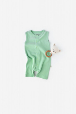 Salopeta fara maneci si pantaloni scurti - 100% bumbac organic - Mint, BabyCosy (Marime: 9-12 luni) foto