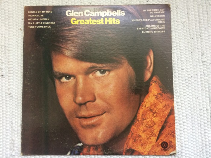 glen campbell greatest hits 1969 disc vinyl lp muzica soft pop rock USA SUA VG+