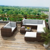 Gossi set mobilier de gradina cu perne, 10 piese, maro, poliratan