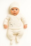 Cumpara ieftin Set Nana 3 piese bebelusi &ndash; bluza, pantaloni si caciulita din bumbac, Alb