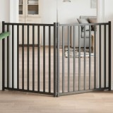 vidaXL Poartă pentru c&acirc;ini pliabilă 2 panouri negru, 160 cm, lemn brad