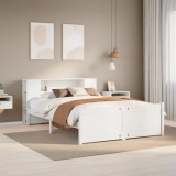 VidaXL Pat cu bibliotecă fără saltea, alb, 160x200 cm, lemn masiv pin