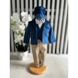 Cumpara ieftin Costum botez 5 piese catifea, albastru - DPH366