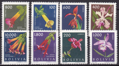Bolivia 1962 flori MI 672-679 MNH foto