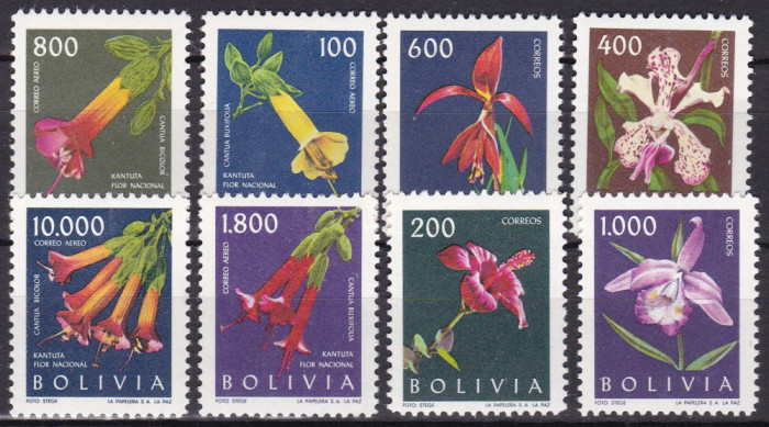 Bolivia 1962 flori MI 672-679 MNH