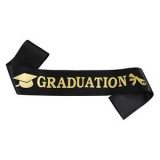 Esarfa de Absolvire Neagra cu Imprimeu Auriu Graduation, CMCLASS