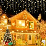 Cumpara ieftin Instalatie de Craciun BZRSH Perdea Turturi, 600 LED Alb Cald, 25 Metri, Fir Gros Flexibil