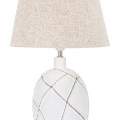 Lampa de masa, Lines, Mauro Ferretti, 1 x E27, 40W, Ø35 x 60 cm, polirasina/fier/textil, alb antic/maro