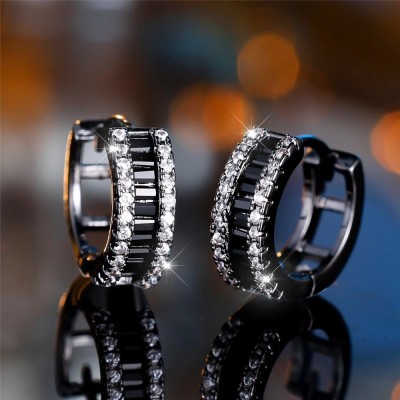 Cercei Argint 925 cu Zirconii -- Black- ARG101B foto
