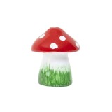 Ciuperca decorativa pentru gradina, din ceramica, mica, inaltime 14cm, latime 10cm / EXT 10187