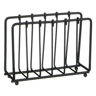 Suport Servetele Metalic, Linii Verticale, Fier, Negru, 13x4.5x10 cm foto