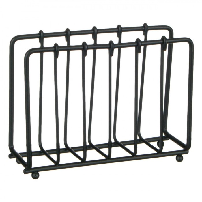 Suport Servetele Metalic, Linii Verticale, Fier, Negru, 13x4.5x10 cm