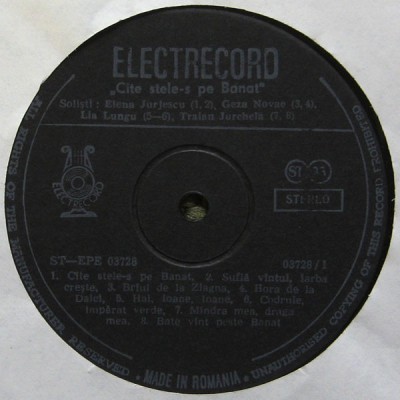 Elena Jurjescu_Geza Novac_Lia Lungu_Traian Jurchela_Mariana Draghicescu_ Iosif Ciocloda - Cite Stele-s Pe Banat / Cate Stele-s Pe Banat (Vinyl) foto