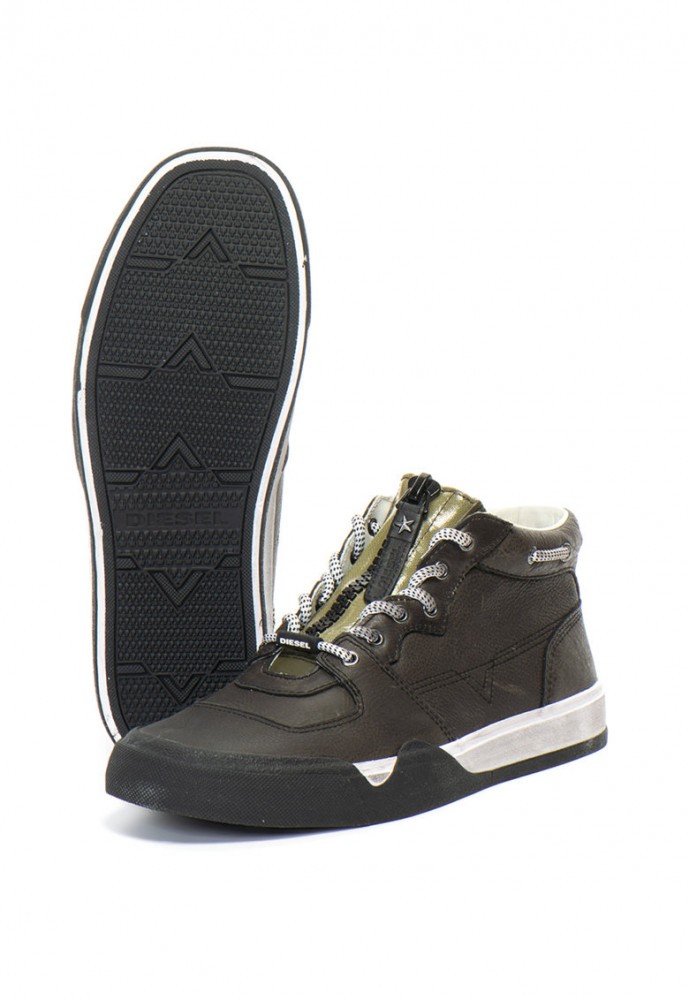 Sneakers barbati Diesel S Grindd Mid Zip ,marime 44, Khaki, Piele naturala  | Okazii.ro