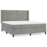 Cumpara ieftin Pat box spring cu saltea, gri deschis, 180x200 cm, catifea