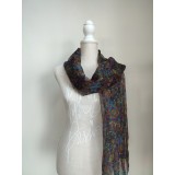 Cumpara ieftin Esarfa dama indigo vernil, 80x180cm, poliester transparent, Made in Italy, Accesorii moda, Esarfe &amp; Saluri