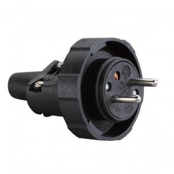 Stecher din cauciuc, Strend Pro Negru, IP65, Schuko, 16A foto