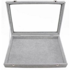 Caseta Gri monovolum pentru prezentare bijuterii cu capac transparent