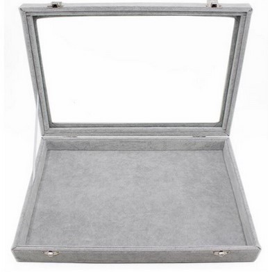 Caseta Gri monovolum pentru prezentare bijuterii cu capac transparent foto