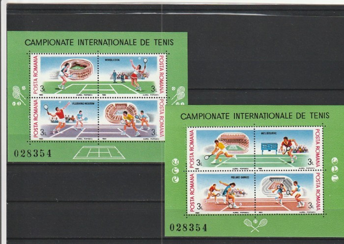 ROMANIA 1988 LP 1206 CAMPIONATUL INTERNATIONAL DE TENIS BLOCURI MNH NESTAMPILATE