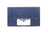 Carcasa superioara cu tastatura palmrest Laptop, Asus, ZenBook 14 UX434F, UX434FL, 13N1-93A0332, UX434FL-3B, 90NB0MP1-R31US0, iluminata, albastra, lay