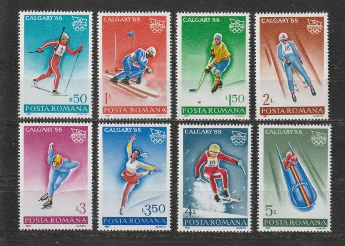 Romania 1987 - #1194 Jocurile Olimpice de Iarna Calgary 8v MNH
