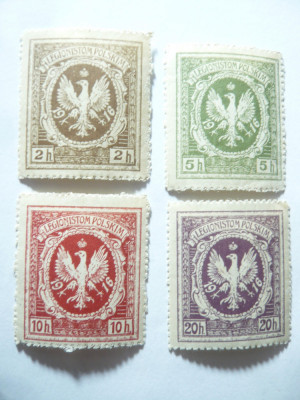 Serie Vignete dantelate Polonia 1916 - Legionistom Polskim - Emblema , 4 val. foto