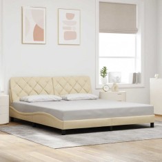 vidaXL Cadru de pat fără saltea, crem, 180x200 cm, textil