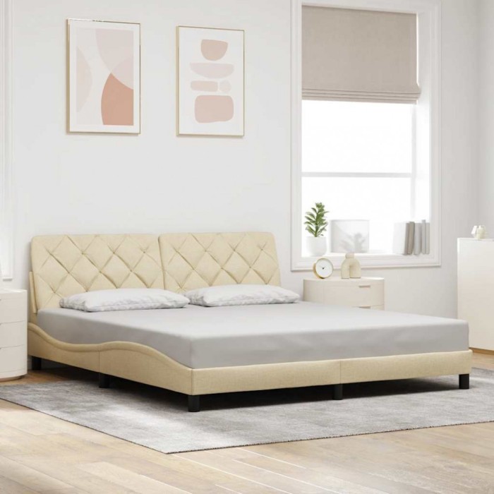 vidaXL Cadru de pat fără saltea, crem, 180x200 cm, textil 3310620
