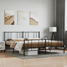 vidaXL Cadru pat metalic cu tăblii de cap/picioare, negru, 200x200 cm