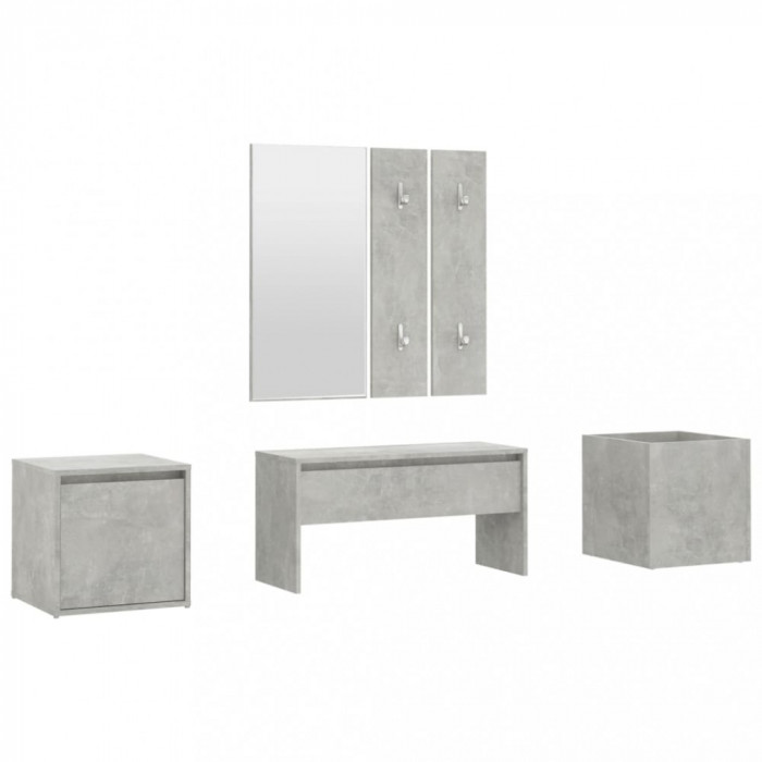 Set de mobilier pentru hol, gri beton, lemn prelucrat