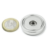 Magnet neodim oala &Oslash;32 mm, cu gaura cilindrica, putere 23 kg