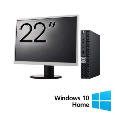 Pachet Calculator Refurbished DELL OptiPlex 7060 Mini PC, Intel Core i5-8500T 2.10 - 3.50GHz, 8GB DDR4, 256GB SSD + Monitor 22 Inch + Windows 10 Home foto